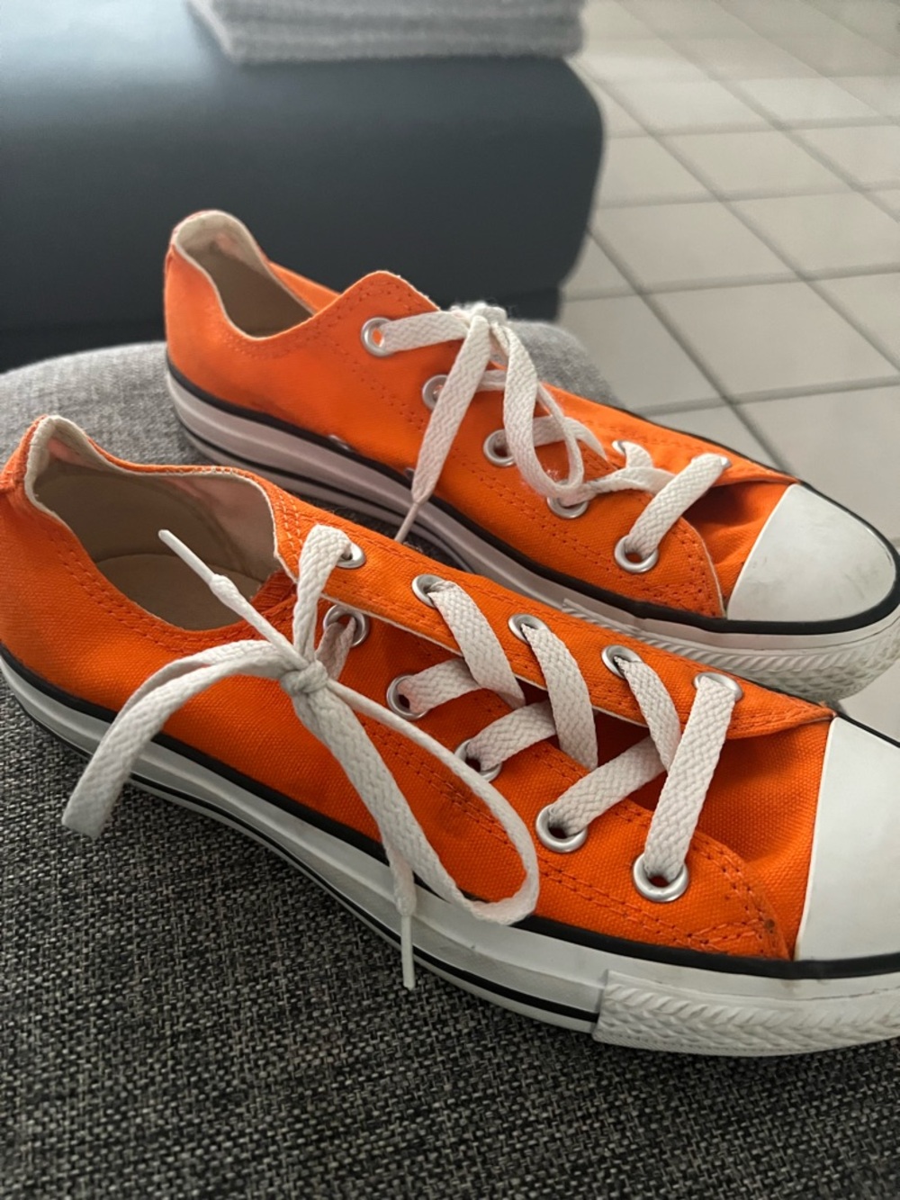 Bright Orange Low-Top Canvas Sneakers